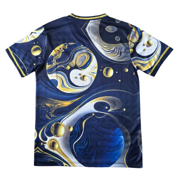 Dynamic Lisbon Soccer Jersey for 25/26 Training Sessions High-quality Lisbon training soccer jersey with abstract blue, white, and gold design for optimal pe.