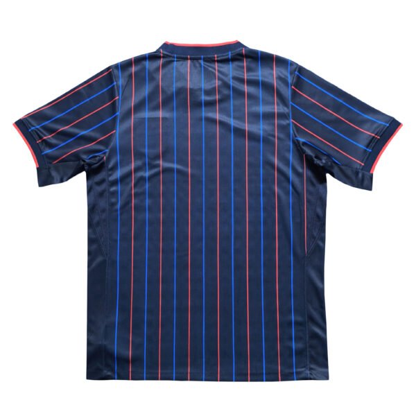 USA 2025/26 Third Soccer Jersey USA away soccer jersey with navy blue and red pinstripes.