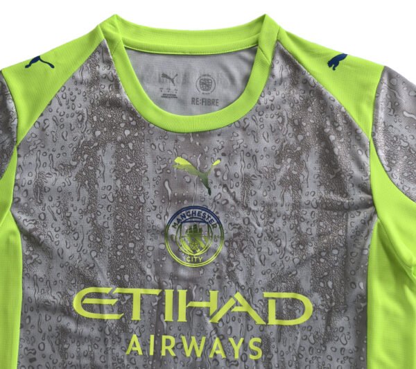 Manchester City 25/26 Training Soccer Jersey Manchester City 25/26 training soccer jersey with water-resistant fabric and vibrant neon accents.