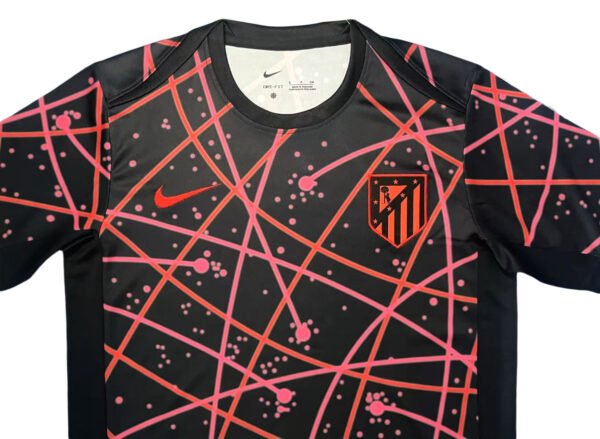 Lisbon Traning Soccer Jersey Training soccer jersey with Atlético Madrid design, black with pink abstract lines.