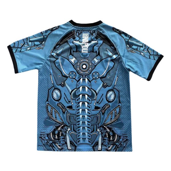 Manchester United 25/26 Third Soccer Jersey Manchester United third soccer jersey with futuristic robot design, blue and black colors.