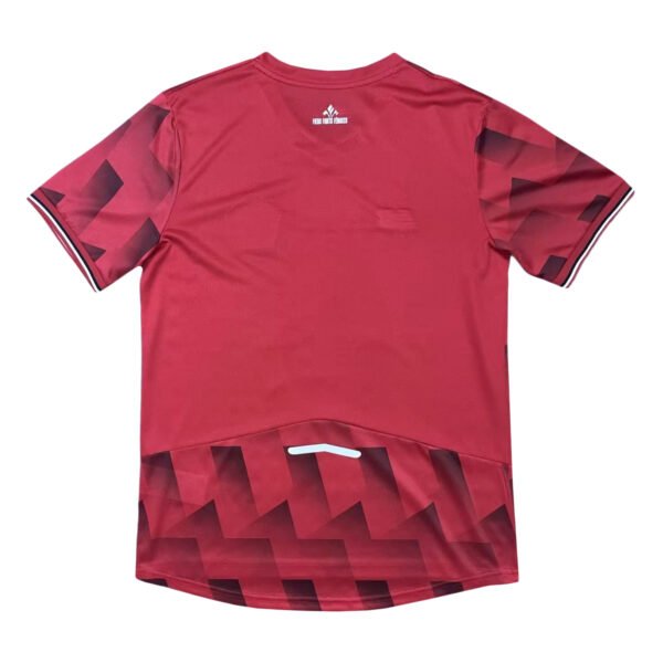 Pisa 25/26 Home Soccer Jersey Pisa 25/26 home soccer jersey in red with black geometric accents, perfect for fans and players.