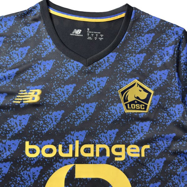 Pisa 25/26 home soccer jersey with LOSC badge and blue-black design.