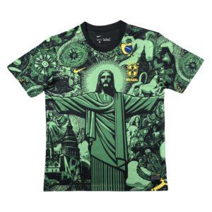 2025 Brazil Jesus Edition in Green and Black Jersey