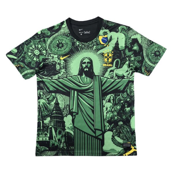 2025 Brazil Jesus Edition in Green and Black Jersey