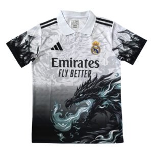 25/26 Real Madrid White & Black Polo Shirt