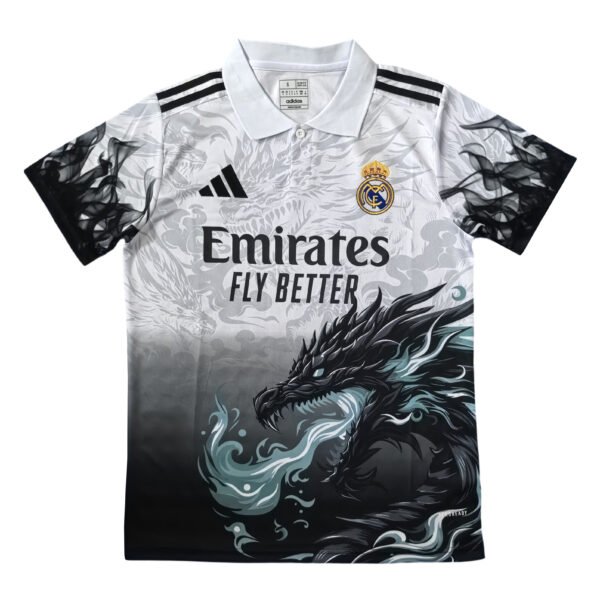 25/26 Real Madrid White & Black Polo Shirt