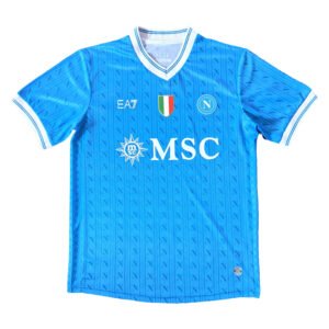 Manchester United third soccer jersey for 2025/26 season, blue with team logos.