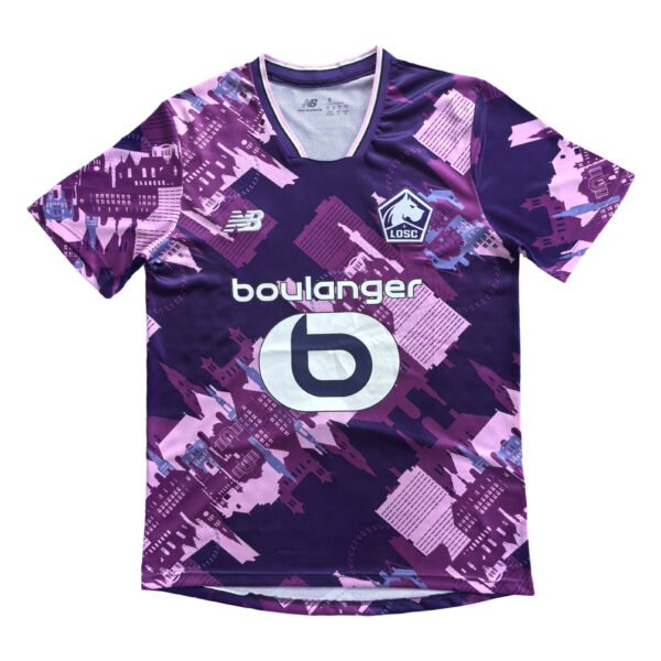 Official Pisa 25/26 home soccer jersey in purple with modern graphic design. Perfect for fans and pl.