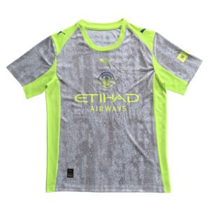 Manchester City 25/26 training soccer jersey with neon accents and water-resistant fabric.