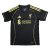 Liverpool 25/26 home soccer jersey with black and yellow design, Adidas logo, and club crest.