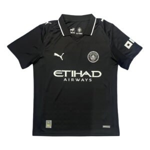 Lisbon training soccer jersey for Manchester City 2025/26 season, black with team logo and sponsor d.