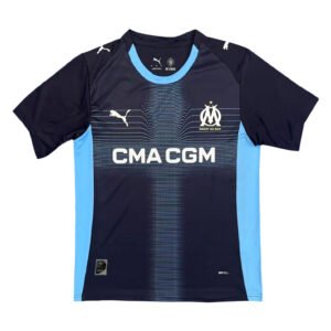 Training soccer jersey with OM logo and blue accents.