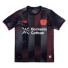 Official Pisa 25/26 home soccer jersey with black and red vertical stripes. Perfect for fans and pla.