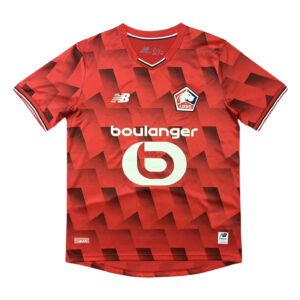 Pisa 25/26 home soccer jersey with red and black geometric design, featuring club logo and sponsor.