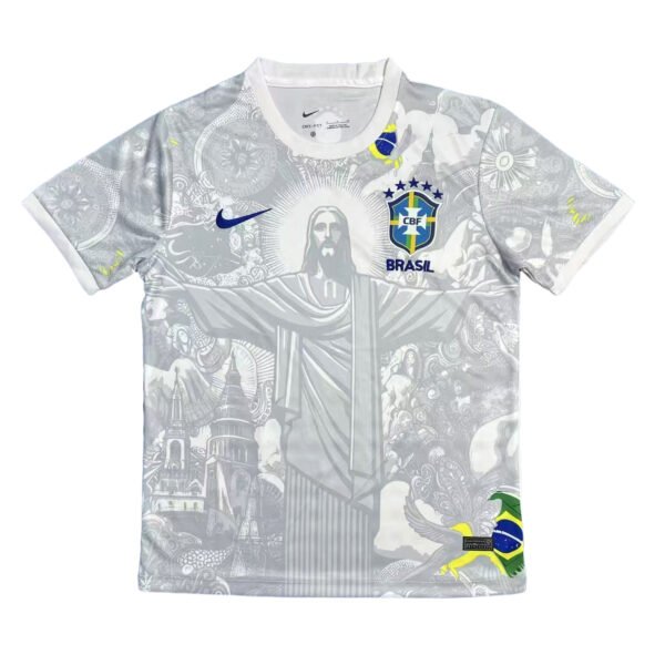 2025 Brazil Jesus Edition in Grey and White Jersey