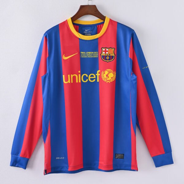 1587bc (137) Retro Long Sleeve 2010-2011 Barcelona Home Jersey