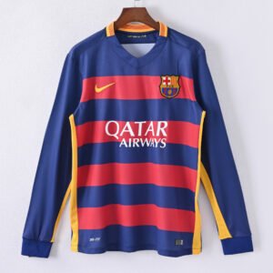 1587bc (30) Retro Long Sleeve 2015-2016 Barcelona Home Jersey