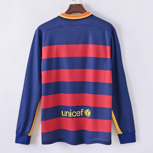 1587bc (31) Retro Long Sleeve 2015-2016 Barcelona Home Jersey