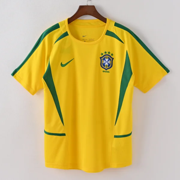 1587bc (386) Retro 2002 Brazil Home Jersey