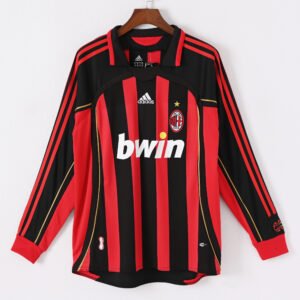 1587bc (493) Retro Long Sleeve 2006-2007 AC Milan Home Jersey