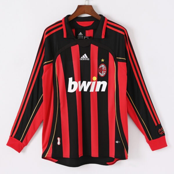 1587bc (493) Retro Long Sleeve 2006-2007 AC Milan Home Jersey