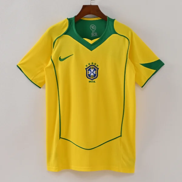 1587bc (662) Retro 2004 Brazil Home Jersey