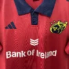 Red rugby jersey featuring Ireland rugby team logo and Bank of Ireland sponsor.