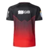 Sports jersey with GIB logo and red-black gradient design. High-quality sports jersey featuring GIB branding and vibrant red-black color scheme.