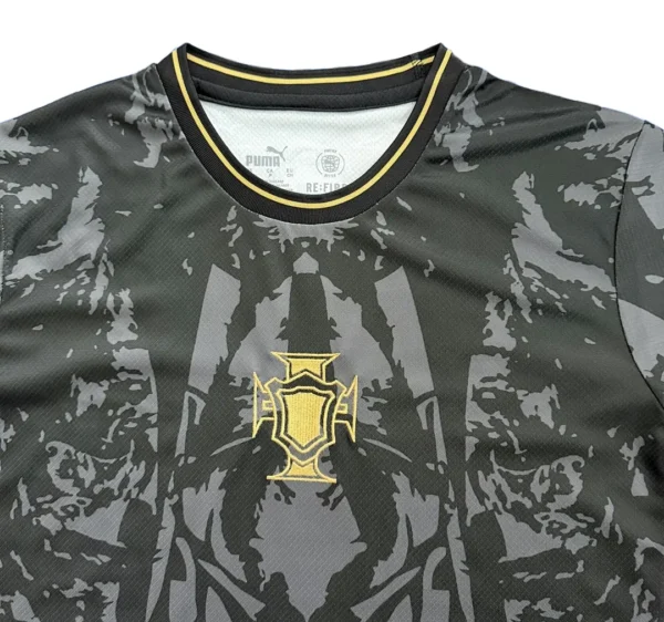 Sports jersey with bold graphic design and team emblem, ideal for athletic performance and team spirit. Perfect for sportswear enthusiasts and athletes. 2026 Portugal Goat Special Edition Jersey