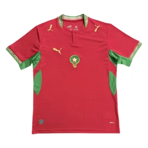 Morocco national football team jersey with green and red design, Puma logo, and team emblem.