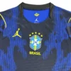 Brazil National Football Team Jersey - Blue and Yellow Design Brazil national football team jersey with blue and yellow accents, featuring team logo and star deta.