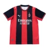AC Milan official home football jersey with red and black vertical stripes, Puma logo, and club cres.