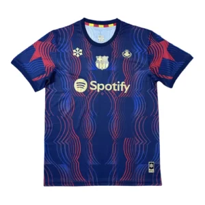 Barcelona FC 2023/24 Home Jersey with Spotify Sponsorship Barcelona FC 2023/24 home soccer jersey with Spotify logo, vibrant blue and red design.