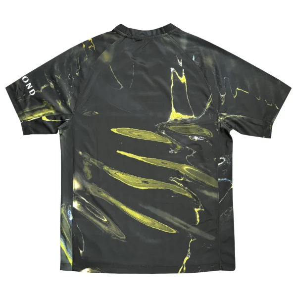 Dynamic Marble Pattern Sports Jersey High-quality sports jersey with a striking black and yellow marble design for activewear.