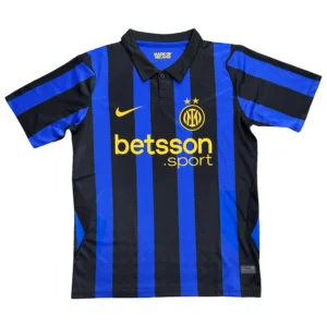 Inter Milan Soccer Jersey Inter Milan football jersey with blue and black stripes, Nike logo, and Betsson sponsor.