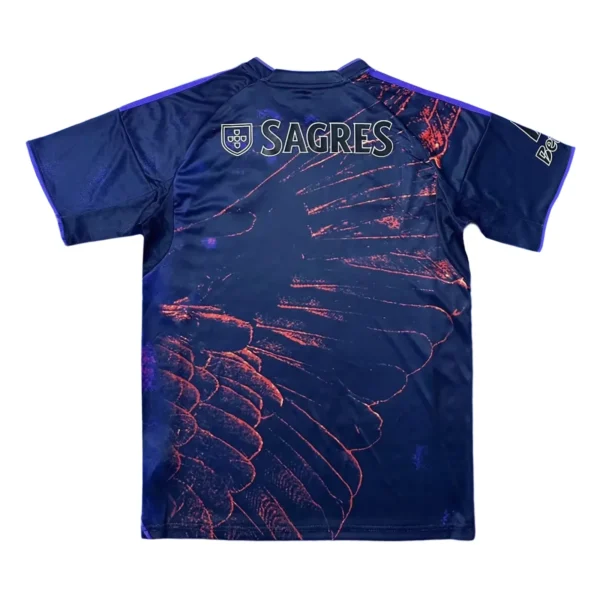 Sagres Sports Jersey for Soccer and Sports Performance Blue sports jersey with Sagres logo and dynamic design, ideal for soccer and athletic activities.