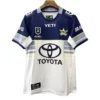 Sports team jersey with Dallas Cowboys logo and Toyota sponsorship. High-quality Dallas Cowboys football jersey featuring Toyota branding and team logos.