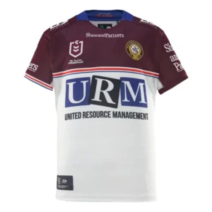 Custom football jersey featuring team logos and sponsor branding, ideal for sports enthusiasts and t.