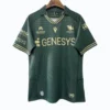 High-quality green sports jersey featuring gold accents, ideal for activewear and sports enthusiasts.