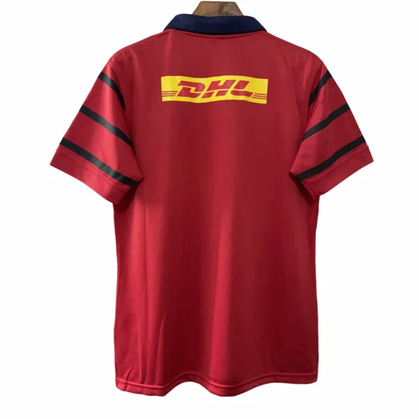 DHL sports jersey for kids with red and black design, perfect for team sports and active wear.