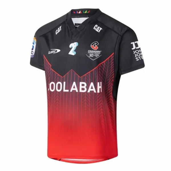 Sports jersey with team logo and sponsor branding High-quality sports jersey featuring team logo, sponsor logos, and vibrant red and black design for.