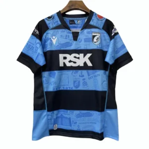 Cardiff City Football Jersey - Blue and Black Design Cardiff City football jersey in blue and black with team crest and RSK logo.