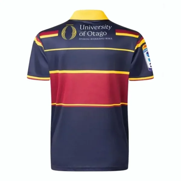 University of Otago sports jersey with logo and colorful design.