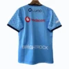 Cricket Jersey with Sponsor Logos Blue cricket jersey featuring Luno, Vodacom, and Brightrock sponsor logos.