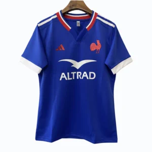 Paris Saint-Germain Home Football Jersey - Blue with Red & White Accents Paris Saint-Germain football jersey with team logo and sponsor, blue with red and white details.