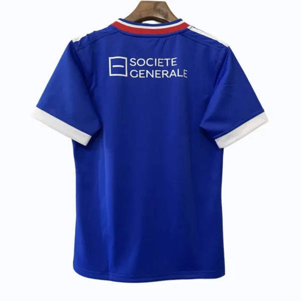 Soccer Jersey with Societe Generale Logo Blue soccer jersey featuring Societe Generale logo, ideal for sports and team apparel.