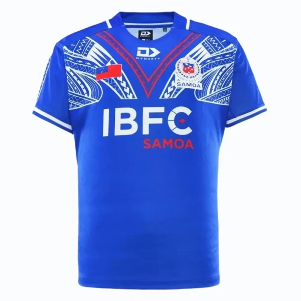Samoa IBFC sports jersey with traditional Polynesian patterns and team logo.
