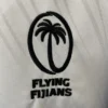 Palm tree logo embroidered on sportswear fabric.